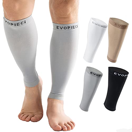 15-20mmHg Grey Calf Compression Sleeve Men and Women Wide Calf Sleeve Brace Compression Socks for Leg Support, Shin Splint,Pain Relief
