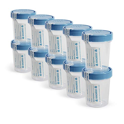 MED PRIDE Disposable Specimen Cups 10-Pack| High-Grade Silicone, Sterile, Individually Wrapped Medical Cups W/Leakproof, Screw-On Lids & Tamper-Evident Seal| Urine, Fluid Sample Collection & More