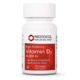 Protocol Vitamin D3 10,000 IU - Bone & Immune Support* - Dietary Supplement for Immunity & Bone Mineralization* - Extra Virgin Olive Oil - Non-GMO, Halal, Keto-Friendly - 120 Softgels
