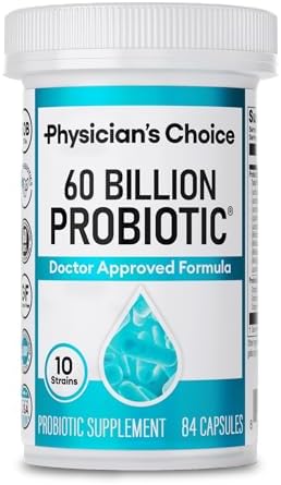 Physician's CHOICE Probiotics 60 Billion CFU - 10 Strains + Organic Prebiotics - Immune, Digestive & Gut Health - Supports Occasional Constipation, Diarrhea, Gas & Bloating - for Women & Men - 84ct