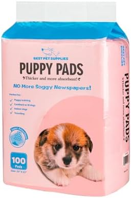 Best Pet Supplies Dog Training Pee Pads - Super Absorbent - Mess-Free Disposable Puppy Pads - Fun Colors Potty Pads for Whelping, Kennel, Small to Large Dogs - Baby Pink (100 Count)