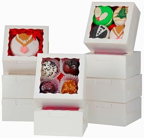 80 Pack 4x4x2 Bakery Treat boxes Cookies Boxes Mini Baking Boxes Cake Boxes Pie Boxes Cinnamon Roll Treat Boxes Chocolate Truffle Boxes Party Wedding Favor
