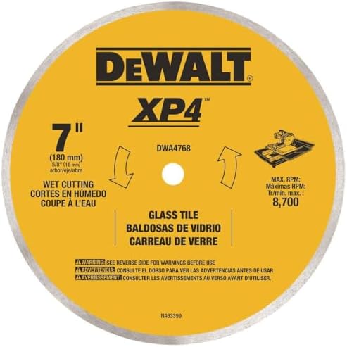 DEWALT DWA4768 Continuous Rim Glass Tile Blade, 7"