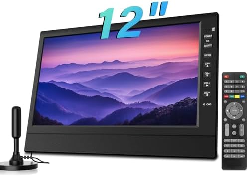 12-Inch Portable Small TV with HD Display, HDMI and USB Ports | Built-in Digital Tuner and Compact Design for Home, Kitchen, RV, and Travel Use