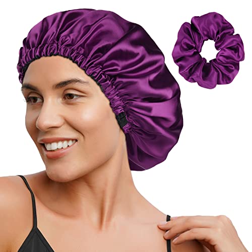 YANIBEST Double Layer Satin Bonnet Silk Bonnet Adjustable Hair Bonnet for Sleeping Hair Bonnets for Women Curly Natural Hair