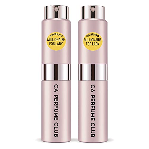 CA Perfume Impression of Paco R. Millionaire For Lady For Women Replica Version Fragrance Dupes Concentrated Long Lasting Eau de Parfum Spray Refillable Atomizer Bottle 0.27 Fl Oz-X2