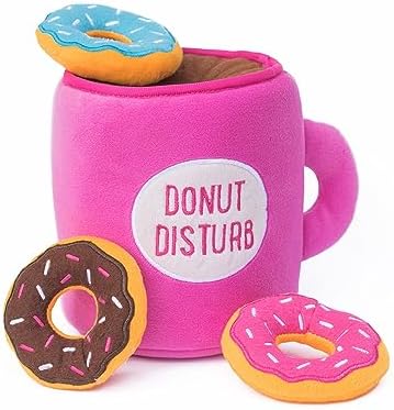ZippyPaws Burrow, Food Buddies Coffee & Donutz - Interactive Dog Toys for Boredom - Hide and Seek Dog Toys, Colorful Squeaky Dog Toys for Small & Medium Dogs, Plush Dog Puzzles