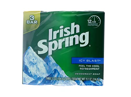 Icy Blast Deodorant Soap By Irish Spring 3.75oz, 3 Count Pack of 18