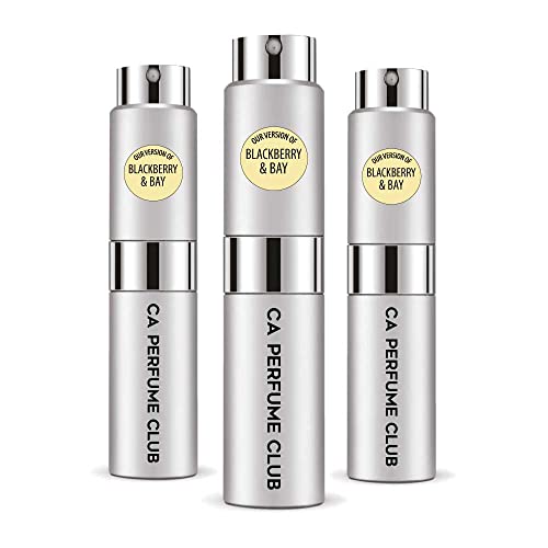 CA Perfume Impression of J. Mlon Blackberry & Bay For Women & Men Replica Version Fragrance Dupes Concentrated Long Lasting Eau de Parfum Spray Refillable Atomizer Bottle 0.27 Fl Oz-X3