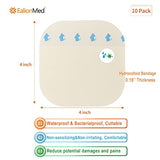 Hydrocolloid Bandage, Hydrocolloid Wound Dressing Thin Type 4'' x 4'' for Light Exudate Wound, Pressure Ulcer, Bed Sore, Surgical Wound,Superficial Wound, 10 Pack by EalionMed