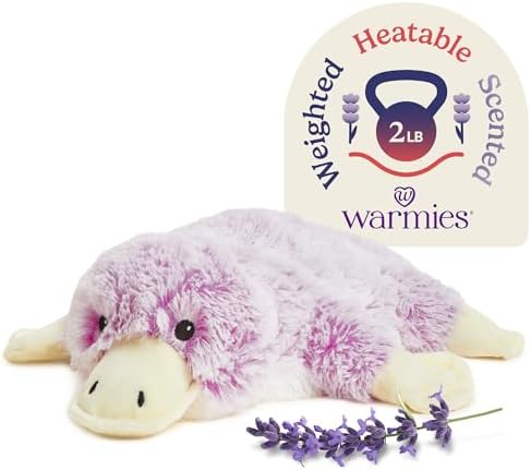 Warmies Microwavable & Weighted Stuffed Animals, Platypus - Heated Stuffed Animal Plushie for Warmth & Comfort - Cute Soft Plush Toys for Adults & Children (Boys, Girls, Babies & Toddlers)
