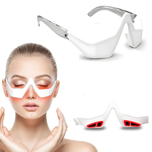 Under Eyes Red Light Therapy Massager Glasses,Microcurrent Eye face led red light Beauty Device under Eye Massager Eyes Bag Remover for Reduce Dark Circles Puffiness Wrinkles Relax Eye Strain