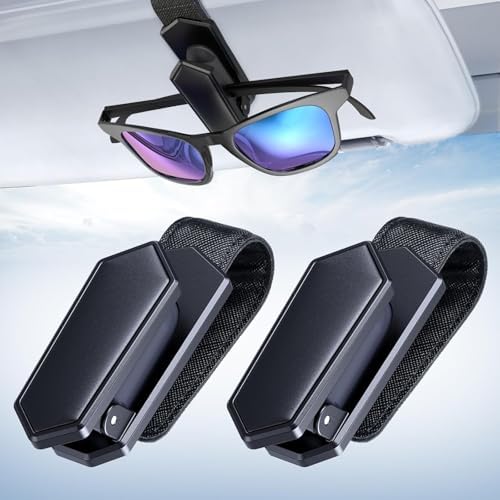 One-Handed-Operation Sunglasses Holder for Car, Visor Sunglass Holder Clip, Car Accessories Interior, Universal Fit Silicone Padded Visor Sunglass Holder Car, Unmatched Durability