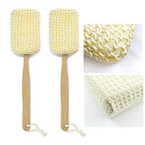 2 Natural Sisal Fiber Back Brush Loofah Scrubber Spa Shower Sponge Long Handle