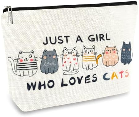 Cat Makeup Bags for Women, Cute Cat Themed Gifts for Girls, Small Cat Lover Travel Cosmetic Bag Zipper Pouch for Teens Daughter Sister Bestie, Funny Cat Mom Stuff Birthday Christmas Decorations