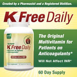 K Free Daily ® Multivitamin - No Vitamin K - Safe for People on Blood Thinners - 60 Capsules (2 Months Supply)