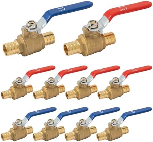 SUNGATOR 10-Pack Pex Ball Valve 3/4 Inch, Water Shut Off Valve, Brass Full Port Quarter Turn Crimp Pex Fittings for Hot and Cold Water, UPC Certified