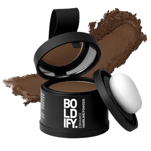 BOLDIFY Hairline Powder - Root Touch Up Hair Color for Gray Coverage - Bald Spot Concealing Hair Powder for Women & Men - 48-Hour Stain-Proof - Light Brown