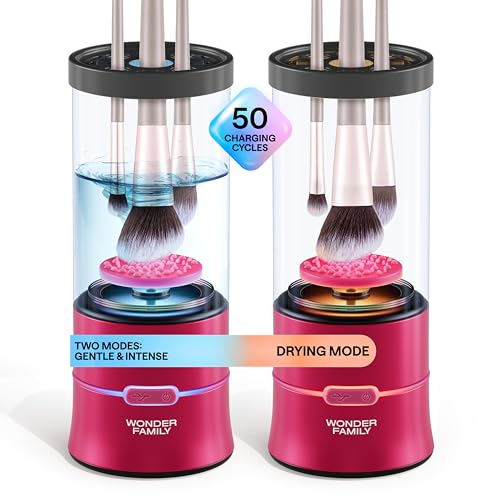 2-in-1 Electric Makeup Brush Cleaner Machine - Clean and Dry Makeup Brushes & Tools & Sponges Automatically - Makeup Brush Dryer & Makeup Brush Washer Combined - Make Up Brush Cleaner Cleanser Machine