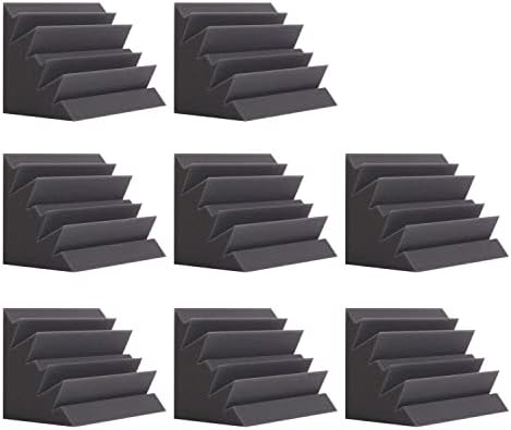 8 Pack - Bass Traps Acoustic Foam Corner, 8''x8''x12'' Black Bass Traps Corner Studio Foam, High Density and Fire-Proof Bass Traps Acoustic Panels Recording Studio Acoustical Treatments