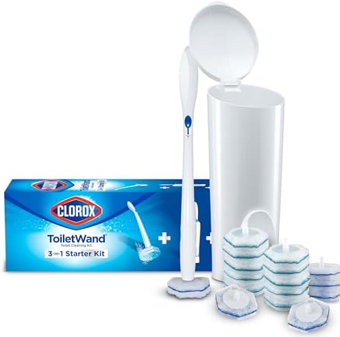 Clorox ToiletWand Toilet Cleaning System, ToiletWand, Storage Caddy & 16 Refills (Pack May Vary)