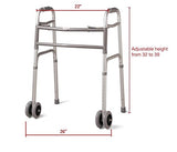 Bariatric Heavy-Duty Folding Walker with Wheels for Seniors, Adults, Extra Wide Front Wheel Walker (2 5-Inch Wheels),and 2 Pair Free Glides Sized for Adults up to 500 lbs