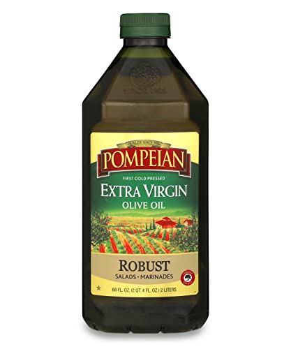 Pompeian Robust Extra Virgin Olive Oil, Contains Polyphenols, First Cold Pressed, Full-Bodied Flavor, Perfect for Salad Dressings & Marinades, 68 FL. OZ