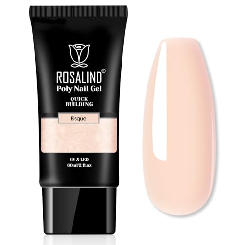 ROSALIND Nude Poly Extension Gel, 60ml Light Nude Poly Nial Gel Builder for Nail Art Decoration, Nude Nail Thickening Extension Easy to DIY Use at Home Need UV Lamp