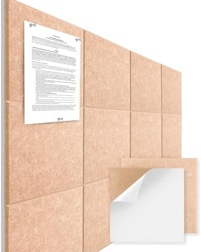 Large Cork Board Alternative - 47"x35" 12-Pack Felt Wall Tiles with Soundproofing, Safe Removable Adhesive Tabs, Cork Wall Tiles for Home Office, Pin Board, Tack Board 48 "x 36" (Pink)