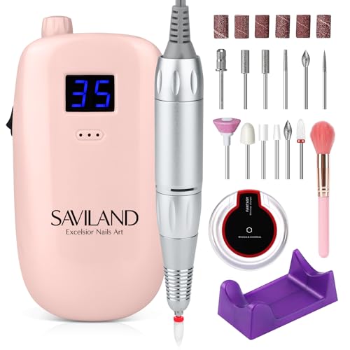 SAVILAND Professional Nail Drill – 35000 RPM Electric Nail Drills for Acrylic Nails With Ceramic Corn Head Nail Drill Bits Professional for Nails Manicure Tools And Pedicure Kit