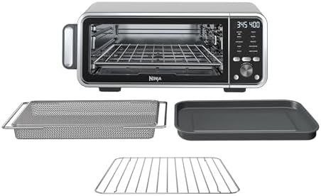 Ninja FT205CO 10-in-1 Digital Air Fry Oven with Extra Large Capacity, Extended Height, Stainless Steel Body, and Temperature Control (Silver and Black, Renewed)