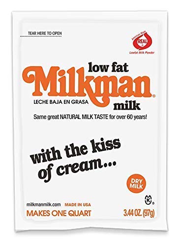 MILKMAN Low-Fat Milk - Dry Milk Powder - Real Milk, Real Convenient with 8g of Protein per serving - Contains Vitamins A&D, Natural Dry Milk - Shelf Stable, Hormone Free, Kosher, Easy to Store - Made in the USA - 4 Servings / 32 Oz (4 Pack)