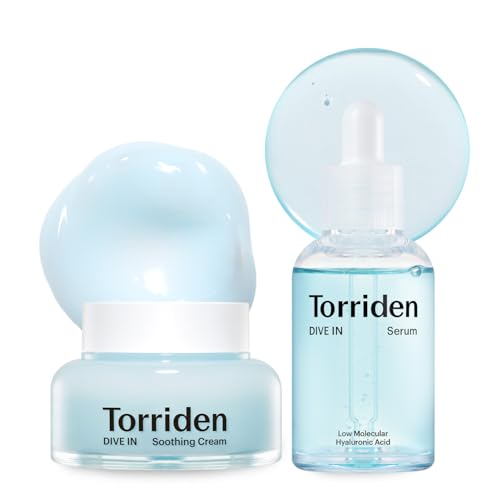 Torriden DIVE IN Serum 1.69 fl.oz. + Soothing Cream (Jar) 3.38 fl.oz. | Hyaluronic Acid Care Set | Deep Hydrating Skin Care to Get Glass Skin