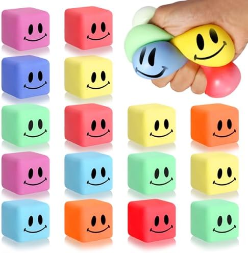 16 Pack Mini Slow Rising Stress Cube, Square Fidget Ice Cube Stress Balls, Stretchy Fidget Toy for Anxiety Stress Relief, Classroom Prize Cube Squishies for Adults Kids Children Teens Party Favors