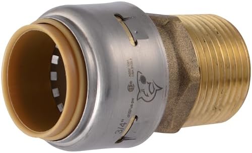 SharkBite Max 3/4 Inch MNPT Adapter, Push to Connect Brass Plumbing Fitting, PEX Pipe, Copper, CPVC, PE-RT, HDPE, UR134A