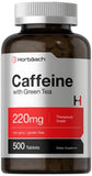 Caffeine Pills 200mg with Green Tea | 500 Tablets | Vegetarian, Non-GMO & Gluten Free | by Horbaach