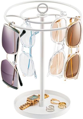 ProCase Sunglasses Organizer Glasses Holder Eyeglasses Stand, Upgraded Large Capacity Sunglass Storage with Metal Frame and Base, Eyewear Display Rack for Tabletop, Up to 15 Pairs -White