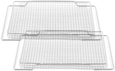 Upgraded Air Fryer Basket Replacement for Breville Smart Oven Parts 304 Stainless Steel Air Fryer Tray BOV800XL Pro BOV845BSS Breville Air Fryer Accessories Mesh Basket Oven Baking Pan 2 Pcs