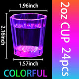 Miucoguier Light Up Shot Glasses for Party Favors Adults 24 Pack Plastic Shot Glasses Set 2 oz Led Flash Shot Cups for Birthday Wedding Christmas Halloween Decorations etc