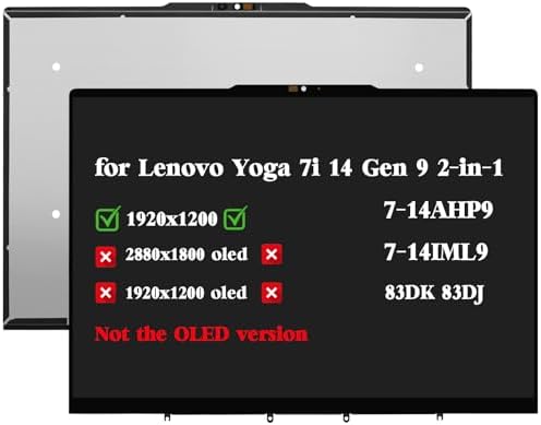 Replacement for Lenovo Yoga 7i 14" Gen 9 2-in-1 7-14AHP9 7-14IML9 2024 83DK 83DJ 83DK000AUS 83DK000BUS 83DJ0001US 83DK000FUS 1920x1200 WUXGA LCD Touch Screen Display Assembly Non-OLED Screen