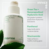 innisfree Green Tea Seed Hyaluronic Serum Refill with Panthenol and Niacinamide, Korean Face Serum for Hydration and Glow