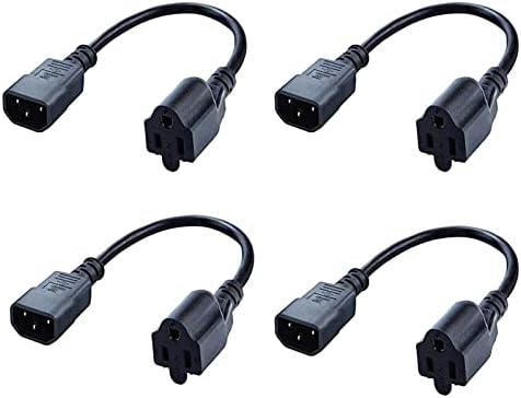 C14 to NEMA5-15R Power Plug,IEC 320 C14 Male to NEMA5-15R Power Cord, IEC 320 C14 to 5-15R Adapter Converter, 0.3M/1Feet