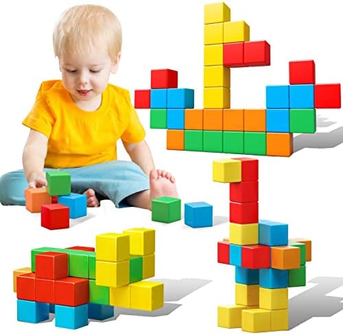 Magnetic Blocks, 1.41 inch Large Magnetic Building Blocks for Toddlers 3 4 5 6 7 8 Years Old Boys Girls Magnetic Cubes for Kids 1-3 Montessori Toys STEM Preschool Educational Building Cube 30 Pcs