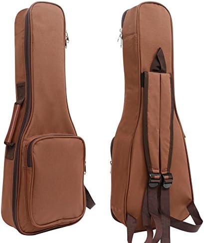 HOT SEAL 10MM Leather Handles Thick Durable Colorful Ukulele Case Bag with Storage (23/24in, Coffee)