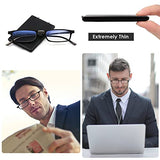 SKYOAK Unbreakable Evolved Folding Reading Glasses For Women Men Blue Light Blocking Anti UV Eyestrain Foldable Portable Compact Readers with Flat Hard Case Pocket Computer glasses (1.5 BLACK)