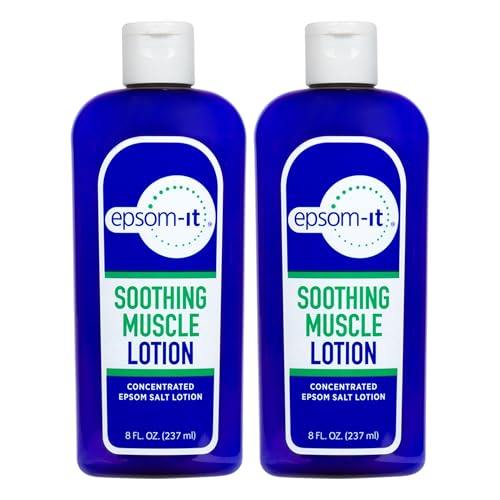 EPSOM-IT Soothing Muscle Lotion - Epsom Salt Magnesium Sulfate Cream Arnica for Muscle Stiffness, Discomfort, Topical Magnesium Lotion, Leg Cramps, Knee and Achy Feet, 8.0 oz., 2-Pack