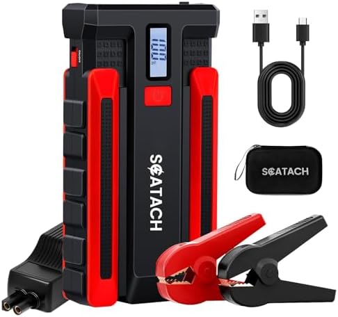 Scatach 002 4000A Car Battery Jump Starter,12V Jump Starter Battery Pack (up to 10.0L Gasoline and 8.0L Diesel Engine), Portable Jump Box with LED Display, 3 Modes Flashlight and Jumper Cable