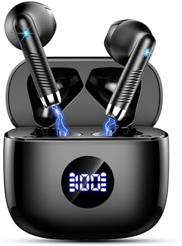 Wireless Earbuds Bluetooth 5.4 Headphones Noise Cancelling, Bluetooth Earbuds with Dynamic Drivers Stereo, Earphones Wireless Bluetooth, 40H Playtime and LED Power Display, In Ear Buds for Android iOS