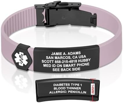 Divoti Custom Engraved Medical Alert ID Bracelet – Dual-Sided Laser Etching, Silicone Wristband, Stainless Steel Security Clasp – Adjustable & Trim-to-Fit – Emergency Medical Info Band for Men & Women