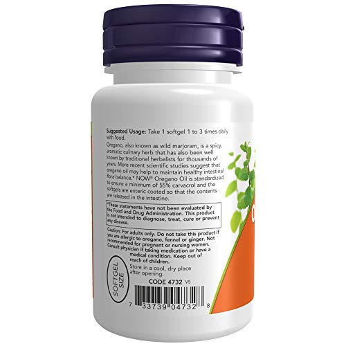 "Now Foods Oregano Oil Enteric Coated Softgels 90 Capsules (Pack of 2)"